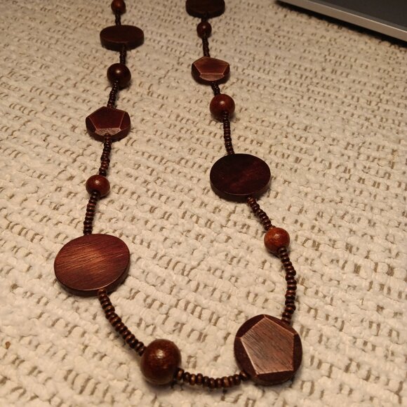 Charlie Paige women's matching set wood disc necklace & earrings - NWT - Picture 3 of 11